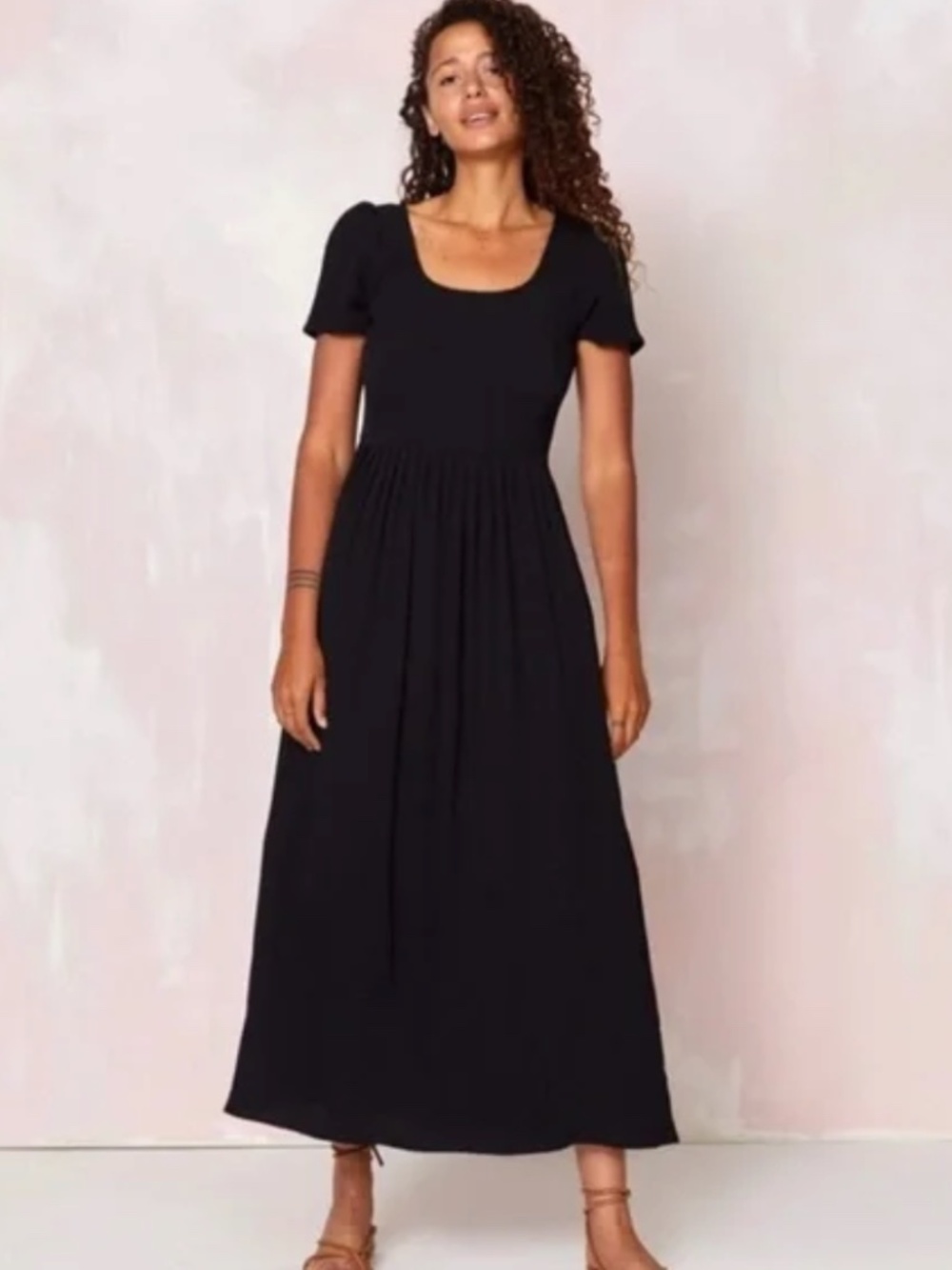 Christy Dawn Black Maxi Dress with Short Sleeves